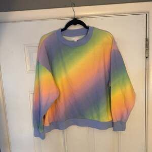 Colsie Women's Pastel Rainbow Ombre Crewneck Sweatshirt